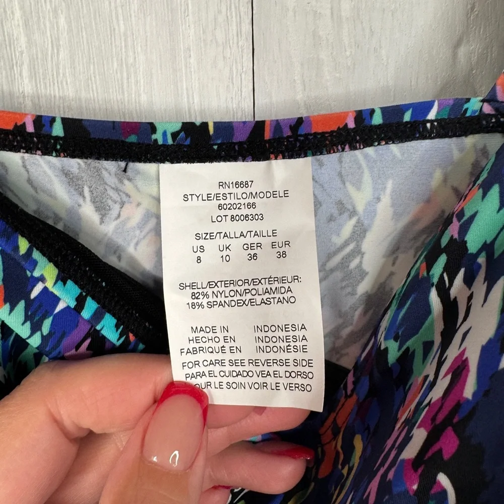 Swim Solutions Womens Printed Tiered Fauxkini One-Piece Swimsuit - Picture 4 of 10